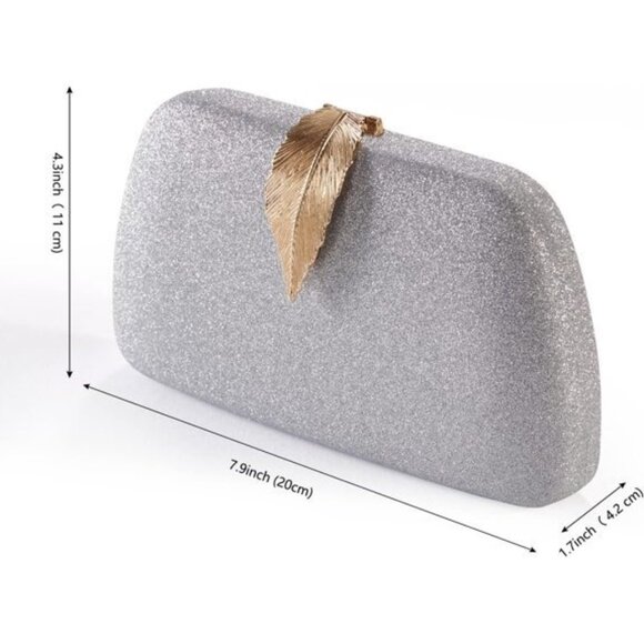 Evening Bag Clutch Purse Shoulder Sparkling Party Handbag Silver Gold - Picture 6 of 6